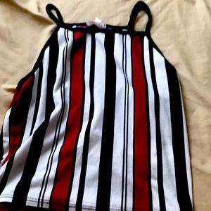 Side cut out tank top striped halter top